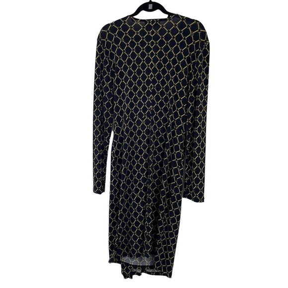 MICHAEL Michael Kors Navy Gold Logo Long Sleeve Dress Large - Picture 5 of 5